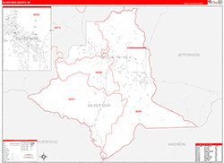 Silver Bow County, MT Wall Map Zip Code Red Line Style 2026